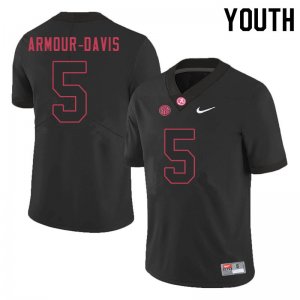 NCAA Youth Alabama Crimson Tide #5 Jalyn Armour-Davis Stitched College 2020 Nike Authentic Black Football Jersey XS17D72BY